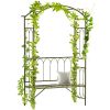 19.75" W x 80" H Metal Garden Arbor Archway for 2 People with Relaxing Bench & Delicate Scrollwork Perfect for Weddings & Backyards