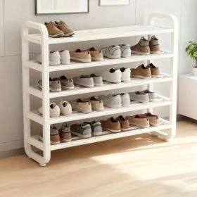 5-Tier Metal and Plastic Shoe Rack Organizer – Space-Saving Narrow Floor Shoe Storage Shelf, Durable Multi-Layer Iron Design, No Wood, Easy Assembly