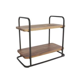 Rectangle Two-Tier Wood Serving Tray, 14.29" L x 7.08" W, Gray