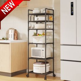 Bxaolu 6 Tier Slim Rolling Storage Cart, Narrow Mobile Shelving Unit Organizer Utility Cart with Wheels, Plastic Storage Baskets for Kitchen, Bat