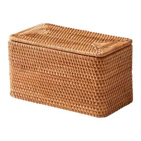 Brown Rattan Organizer Basket with Lid