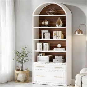 Arched bookshelf, display rack, display cabinet, storage cabinet, with file cabinet drawers, elegant arched design and spacious storage space