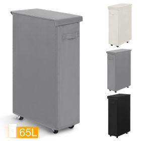 27.6'' Tall & Slim Laundry Hamper with Lid and Wheels Narrow Laundry Basket Collapsible Dirty Clothes Hamper Portable Laundry Storage Bin Oxford