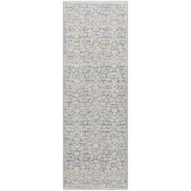 and Blue Floral Runner Rug, 29" x 7'