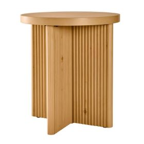 Lillian Fluted End Table, Natural Pine Finish