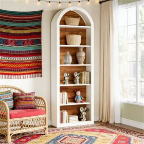 High bookshelf, wooden arched bookshelf, display rack, with large storage space