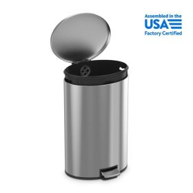 Kitchen Trash Can, 10.5 Gallon Stainless Steel Oval Step Garbage Bin with Soft Close Lid, Silver