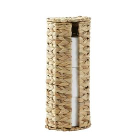 Hyacinth Floor Standing Bathroom Toilet Paper Reserve with Lid, Natural Hyacinth