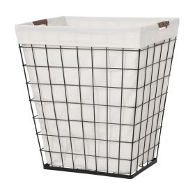 75L Adult Rectangular Steel Wire Laundry Hamper with Removable Liner, Natural