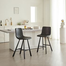 Modern Black Faux Leather Bar Stool with Ergonomic Backrest & Footrest - Sturdy Metal Frame Counter Height Seating for Kitchen Island