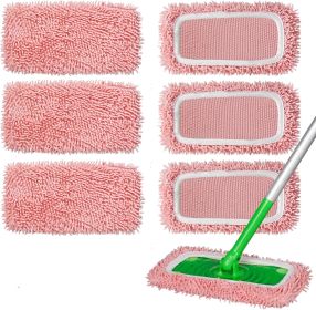 6Pcs Reusable Microfiber Mop Pads Compatible with Swiffer Sweeper Mop, Wet and Dry Flat mop Cover