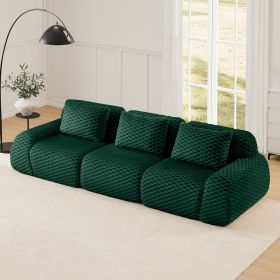 114" Modern Modular Sectional Sofa for Living Room,Flannelette Fabric,Oversized 3-Seater Couch,,Deep Seat,Deep Seat,Boneless sofa,Buckle connecti
