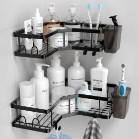 Corner Shower Caddy, 2 Pack Adhesive Shower Corner Organizer Shelves, No Drilling Stainless Steel Shower Storage Rack witH