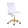 White Plush Velvet Office Chair with Adjustable Height, Mid Back