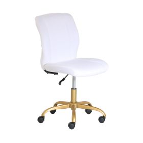 White Plush Velvet Office Chair with Adjustable Height, Mid Back