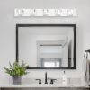 35" Modern Crystal 5-Light LED Wall Sconce – Elegant Chrome Bathroom Vanity Light with Clear Crystal Shades for Bathroom, Bedroom, or Hallway