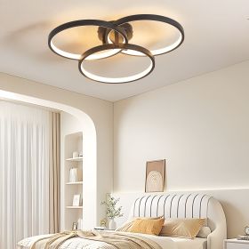 20" Modern Black LED Ceiling Light, 3-Ring Flush Mount Fixture for Living Room, Bedroom, or Dining Room, Sleek and Energy-Efficient Design