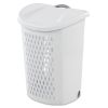 Wheeled Hamper, Plastic Laundry Hamper with Handle for Easy Transport, White