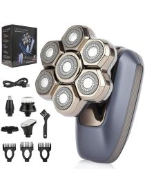 Head Shaver for Bald Men, 7D Electric Rotary Razor 5-in-1 Grooming Kit with Nose Hair Trimmer, Sideburn Clipper & Facial Brush