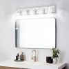 35" Modern Crystal 5-Light LED Wall Sconce – Elegant Chrome Bathroom Vanity Light with Clear Crystal Shades for Bathroom, Bedroom, or Hallway