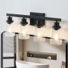 24" Modern Black 4-Light Bathroom Vanity Light Fixture, Industrial Wall Sconce with Clear Glass Shades for Mirror, Bathroom, Bedroom