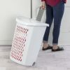 Wheeled Hamper, Plastic Laundry Hamper with Handle for Easy Transport, White