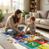 4x6 Cute hopscotch Nursery Rugs for Girls Boys Neutral Non Slip Washable, Stain Resistant Soft Shaggy Cartoon Fun Map Kids Playroom Rug