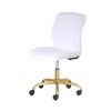 White Plush Velvet Office Chair with Adjustable Height, Mid Back