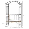19.75" W x 80" H Metal Garden Arbor Archway for 2 People with Relaxing Bench & Delicate Scrollwork Perfect for Weddings & Backyards