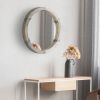 Round Wood Wall Mirror 31 Inch Natural Wood Color for Living Room Bedroom