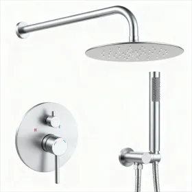 Shower System Shower Faucet Combo Set Wall Mounted With 10" Rainfall Shower Head And Handheld Shower Faucet, Brushed Nickel[Unable Ship Weekends, (Option: defaulttitle)