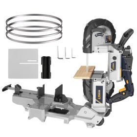 Band Saw With Lightweight Aluminum Base, 10 Amp 5 Inch Deep Cut Bandsaw, Variable Speed Handheld Automatic Multipurpose Cut With Carrying Wheels (Option: Black and Silver Meta)