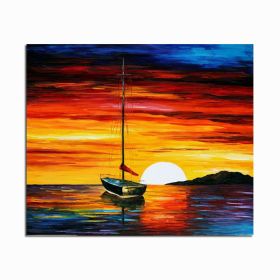 Frameless Abstract Sailing Seascape DIY Painting Handpainted Picture Painting On Canvas For Living Room Wall Artwork (size: 70x140cm)