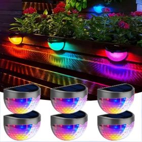 12/6 Solar fence lights, solar platform lights, solar wall lights, rechargeable solar cells, suitable for front porches, security lights (Quantity: 6PCS, Color: Colorful)