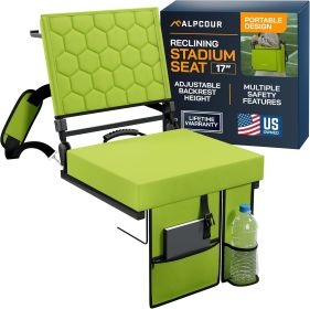 Alpcour Folding Reclining Stadium Seat with Back Support for Bleachers (Color: Lime, size: 17" Wide)
