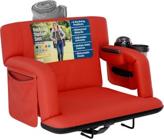 Alpcour Premium Reclining Stadium Seat for Bleachers with Back Support (Color: Red, size: 25" Wide)