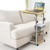 C Side Table 3-Tier Laptop Desk Small Slim Snack Side Table for Couch Bed Sofa for Small Spaces Living Room Bedroom