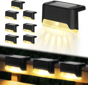 32/16 PCS Decorative Light Solar Energy Waterproof and Dustproof Light Source Sensing Suitable for Shopping Malls Guardrails Decks Stairs Gardens (Color: Warm light 8PCS)