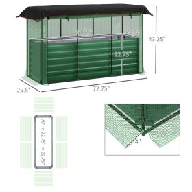 Outsunny Galvanized Steel Planter Box With Crop Cage And Shade Cloth, Raised Garden Bed For Flowers, Veggies And Herbs, Green (Option: Green)