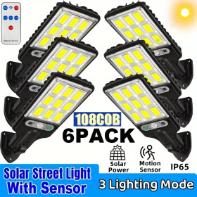 6 Packs Solar Powered Motion Sensor Outdoor Garden Light With 108 COB LED Lights (Option: Pack of 6)